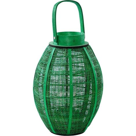 Lanterna in paglia verde, Ø12H35 cm (1/2)