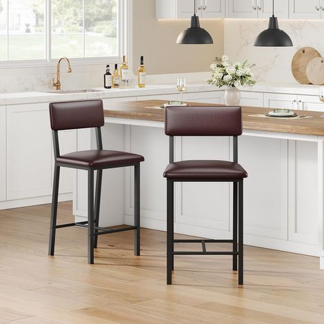 Lot de 4 Tabourets de Bar Style Industriel - Hauteur d'Assise 65 cm pour Ilot de Cuisine - Dossier et Repose-Pieds - Charge 181 kg (1/4)