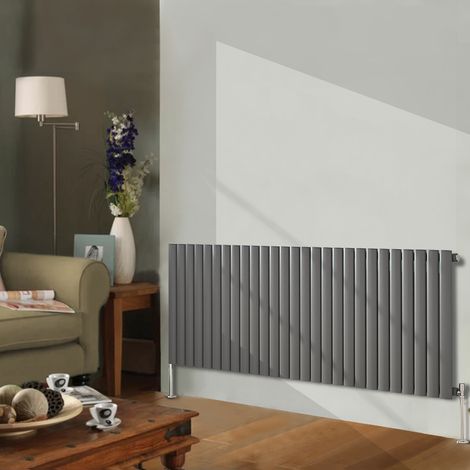 NRG Designer Radiator Oval Column Central Heating Anthracite Rads Horizontal 600x1593mm Single