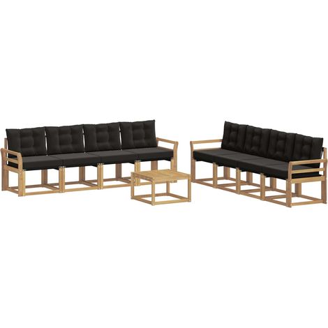 Set di divani da esterno 9 pz 8-Posti Bianco e Nero vidaXL (1/5)