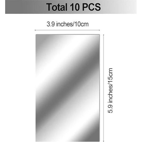 Feuilles Miroir Flexibles - Autocollantes PET Non Verre - Pour Décoration Murale Intérieure - 10 Pièces 10 x 15 cm (1/5)
