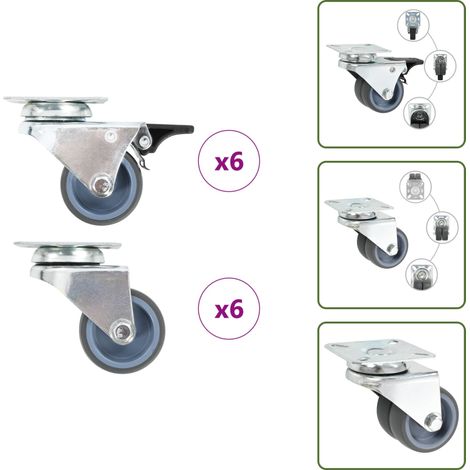 Ruote per carrelli - vidaXL Ruote Girevoli Gemellate 12 pz 50 mm - Ruote per tavoli