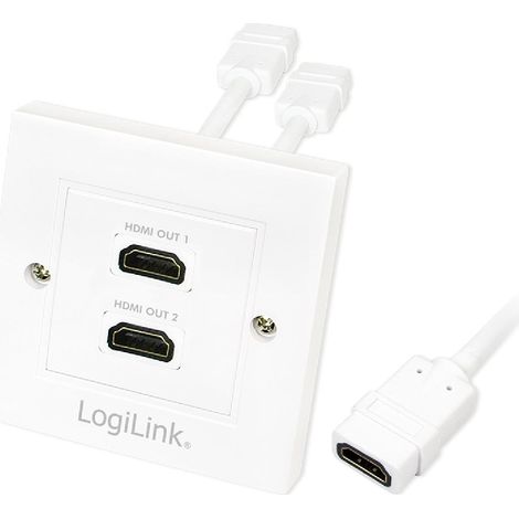 Bloc 2 prises murales encastrables - HDMI - blanc