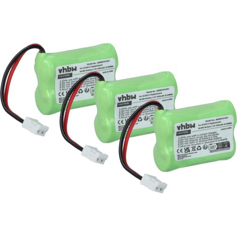vhbw 3x Akku kompatibel mit Simvalley Retro Dect PX1714-675 schnurlos Festnetz Telefon (400mAh, 2,4V, NiMH)
