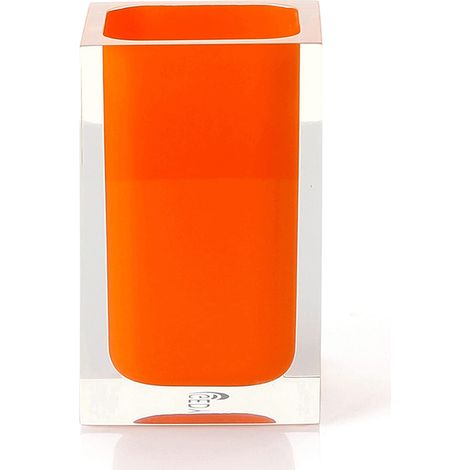 Porte-brosse à dents de salle de bain orange, dimensions et poids : 11 x 7,2 x 7,2 cm et 0,29 kg, porte-brosse à dents en résine transparente, design, fait à la main (1/5)