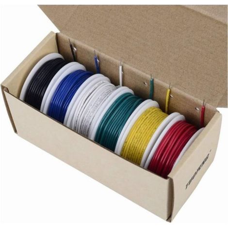6pcs Fil solide TUOFENG 24 AWG - Isolation PVC résistante Couleurs assorties - Raccordement électronique (1/5)