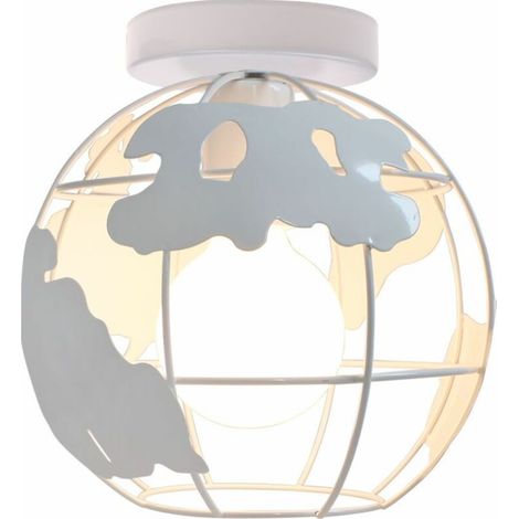 Plafonnier Moderne Industriel Cage Métallique Sphérique Plafonnier 20cm, Pendentif Globe en Fer Forgé Suspension E27 Convient pour Salon Couloir Entrée Allée Porche Chambre, Blanc