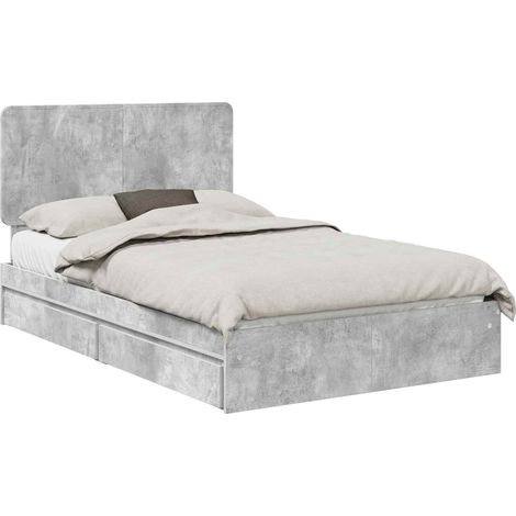 Cama con almacenamiento con cabecera Gris Concreto 135 x 190 cm vidaXL