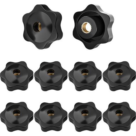 10 - Écrou Moleté - Bouton Star M5 - Filetage Femelle - Pour Équipements Industriels et Électrotechnique - Laiton - Argent - 25x12 mm (1/5)