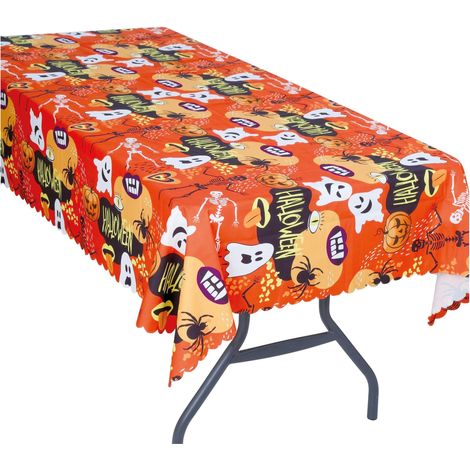 Mantel de tela naranja para Halloween, 134x177cm