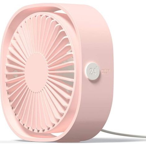 Ventilateur USB Mini Ventilateur Portable de Table Ventilateur Bureau Silencieux 3 Vitesses Réglable - Rose (1/5)