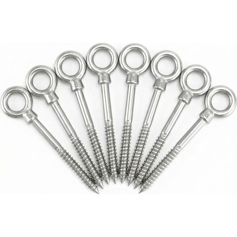 8 Pcs. Boulon à oeil avec fileté bois 8 mm - M8 x 80 mm - Acier inoxydable 304 (1/5)