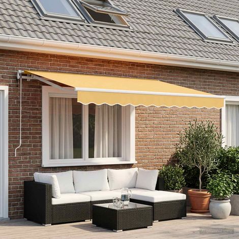 Auvent Rétractable avec LED et Capteur Vent/Soleil Polyester Sable 600 x 300 cm - PANGIVO (1/5)