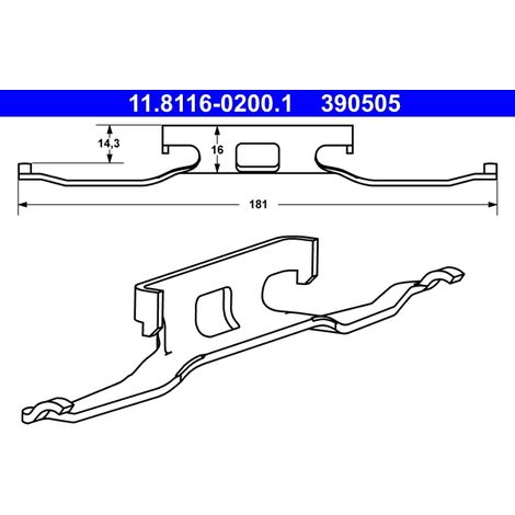 Ressort, étrier de frein ATE 11.8116-0200.1 MERCEDES-BENZ 000 421 59 91