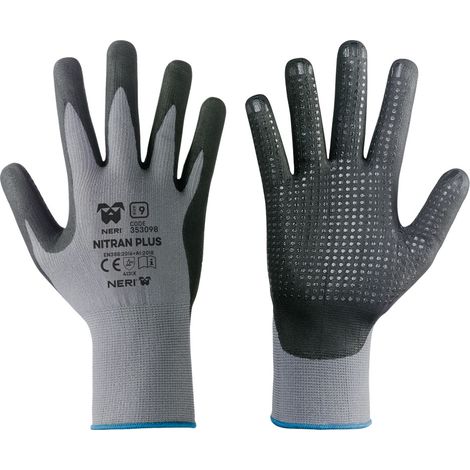 GUANTI NYLON / NITRILE 'NITRAN PLUS' Tg.10- 12 coppia  - NERI