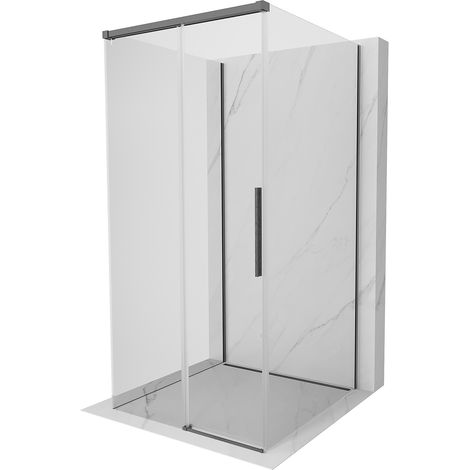 Mexen Rox-3S cabina doccia a 3 lati scorrevole 120 x 120 cm, trasparente, grigio canna di fucile spazzolato - 8C2-120-120-66-00- (1/3)