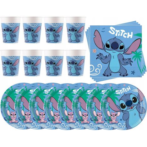 STITCH & ANGEL Lilo Sticz Set de cumpleaños de cuento de hadas Platos Vasos Servilletas (1/4)