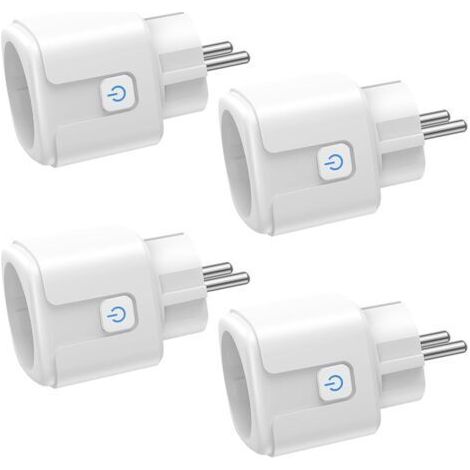 Prise Connectée WiFi, 4 Pièces Prise Intelligente 16A 3680W, Prise WiFi avec Mesure de Consommation Électrique, Contrôle à Distance, Commande Vocale, Compatible avec Alexa & Google - pour la France