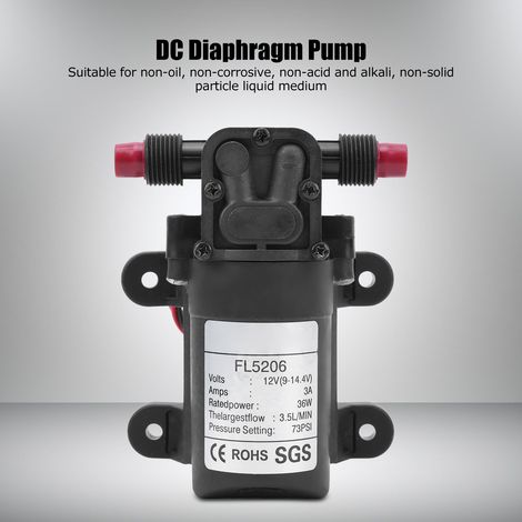 Pompe à eau miniature à membrane 12 V CC 36 W 73 PSI 3,5 L/min G1/2" (1/4)