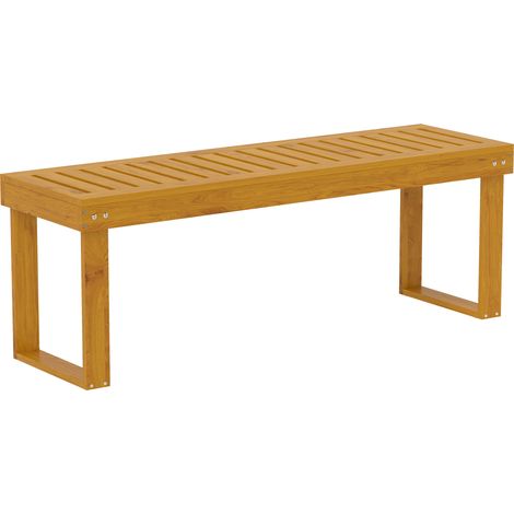 Banco jardín madera 2 plazas asiento lamas carga 300 kg extérieur 120x34x43 cm Teca (1/5)