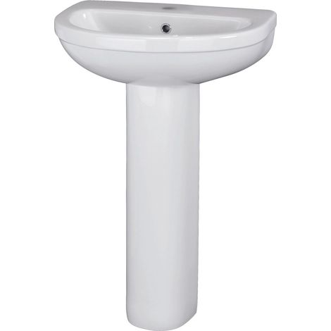 Churnet Round 1 Tap Hole Basin & Full Pedestal - 550mm