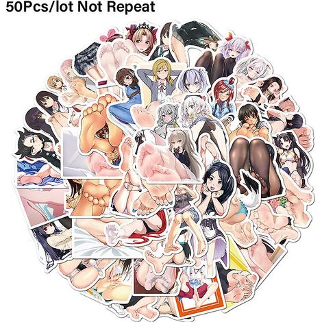 50 autocollants Anime Hentai Sexy Pin-up Bunny Girl Waifu pour ordinateur portable ou voiture (1/2)