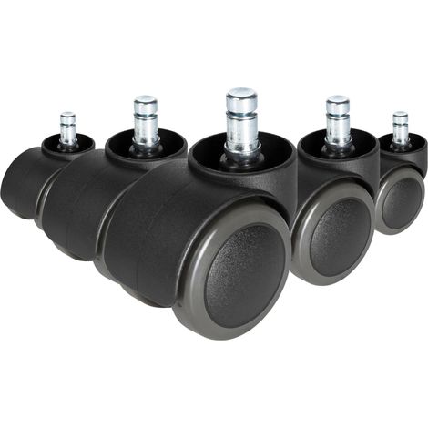 5x Hartbodenrollen ungebremst ROLO FREE 10mm / 50mm Büro-Stuhl-Rollen (5er Pack) hjh OFFICE (1/5)