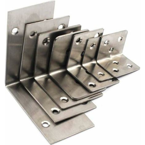 Équerres D'angle - Acier Inoxydable - 100x25x25 mm - Épaisseur 2 mm - Trous 5 mm - Lot De 6 (1/4)