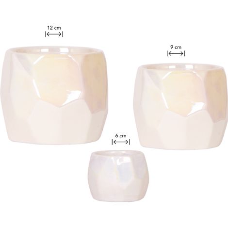 Lot de 3 Cache-Pots Pearl Finition Brillante Coloris Travertin - Ø 6, 9 et 12 cm - PANGIVO (1/5)