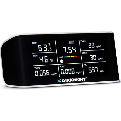 Neu-in-einem-Raumluftqualitätsmonitor, tragbarer CO2-Monitor  VOC-Sensoren  Formaldehyd-Detektor AQI PM2.5 + 4 weitere Home Monitoring  Luftqualitätsdetektor für beengte Räume