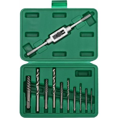 Ahlsen Extractor de tornillos dañados, herramienta de taladro de tornillos rotos pelados con llave de sujeción, 11 Uds. (1/4)
