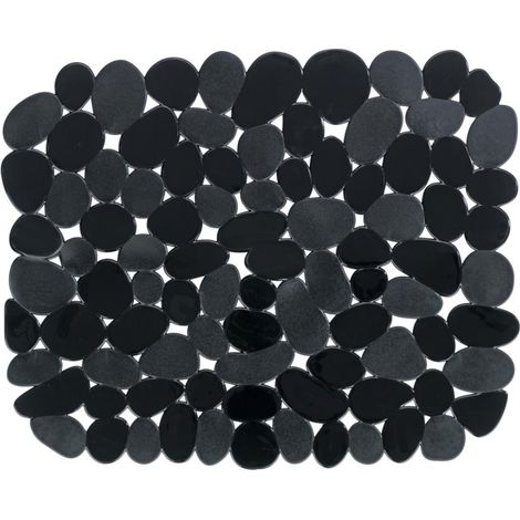 Wenko – Tapis fond d'évier noir 31 x 26 cm – PVC épais avec ventouses – Protège des rayures et facilite le drainage – Design élégant
