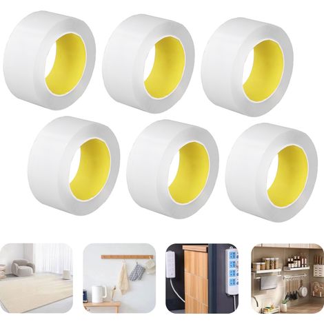 6 Rollen doppelseitiges Klebeband, je 0,1 mm dick, 50 mm breit und 5 Meter lang. Transparentes Nano-Klebeband für den privaten Gebrauch, ideal für Wandverkleidungen, Fotos, Autoposter und Partydekorat (1/5)