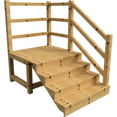 MILANO Außentreppe 4 geschlossene Stufen H71 cm - Podest L116 x B120 cm - Treppengeländer rechts - Podestgeländer rechts und hinten