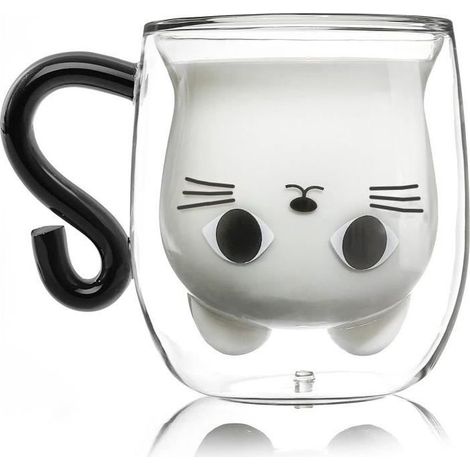 Tasse à Thé - Chat - Verre Double Paroi - 300ml - Cadeau - Compatible Lave-Vaisselle (1/4)