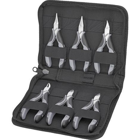 KNIPEX 00 20 17 Estuche con alicates de electrónica con herramientas para trabajos en componentes electrónicos 215 mm
