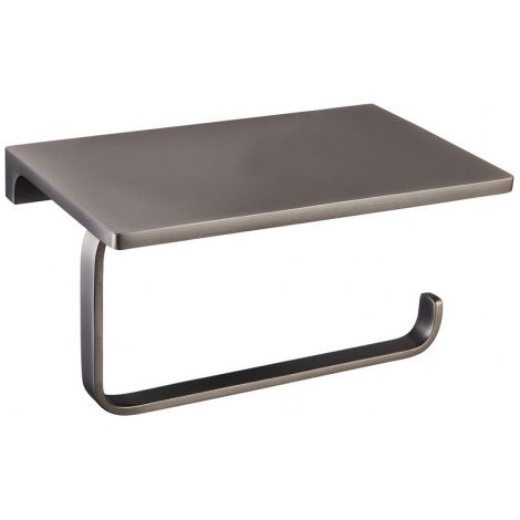 Porte papier toilettes mural avec étagère NIL en laiton métal gris 15,8 cm (1/2)
