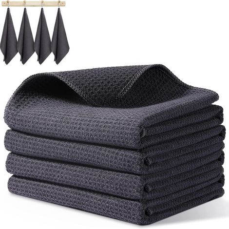 Torchon Cuisine - Torchon Microfibre 73 x 34 cm - 400 GSM - Tissage Ananas - Pour Vaisselle Nettoyage Maison - Lot de 4 (1/5)