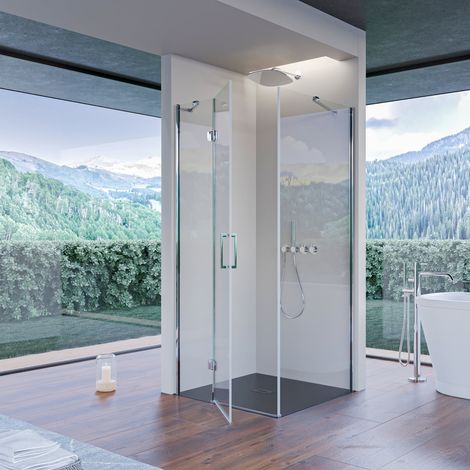 Box doccia due lati con porta battente 8mm h195 regina, misura 90x80 (1/5)
