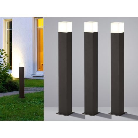 LED Pollerleuchte 3er Set in Anthrazit Höhe 80cm IP44 - Außenleuchte Wegeleuchte (1/5)