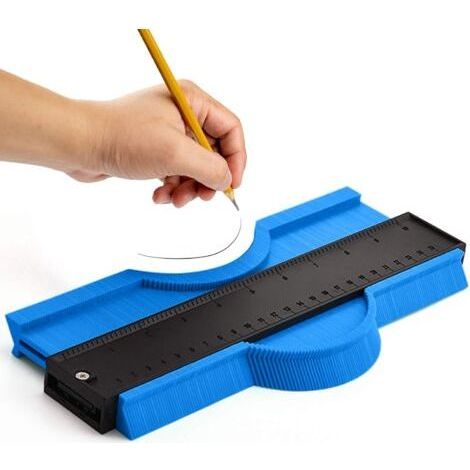 Contour Gauge 25cm, Duplicating Irregular Shapes and Profiles for Cutting Templates, Professional ABS Plastic Scribe Tool for Parquet Carpentry (Blue) (1/4)