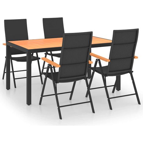Maison Exclusive - 5-tlg. Garten-Essgruppe Schwarz und Braun (1/5)