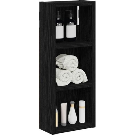 Meuble de Rangement Suspendu pour Salle de Bain en Chêne Noir, Étagère Murale 20x10x50 cm, Organisateur Mural avec Design Moderne et Robuste (1/5)
