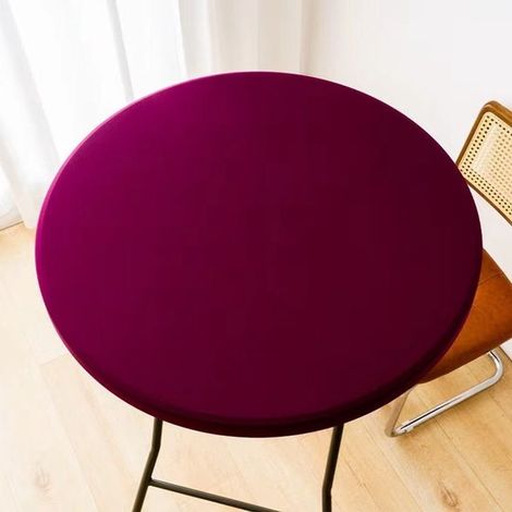 Mantel redondo elástico: se ajusta perfectamente, es impermeable y lavable, ideal para acampar, 120 cm, Color burdeos (1/5)