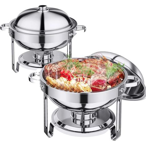 Plat de service, Acier inoxydable, Design à double chaudière, 2 PCS (1/2)