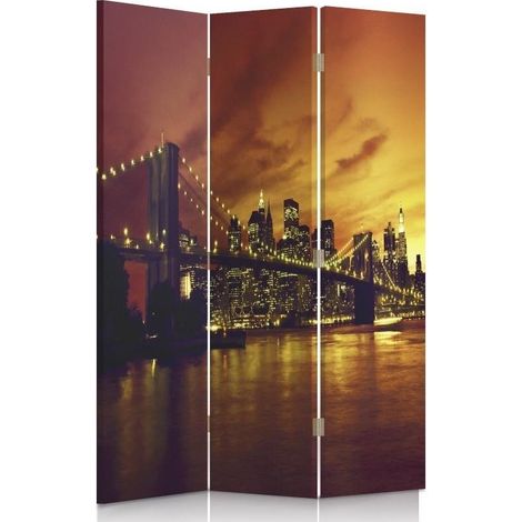 Paravento bilaterale 360, Ponte di Brooklyn e Manhattan al tramonto - 110x170 (1/5)