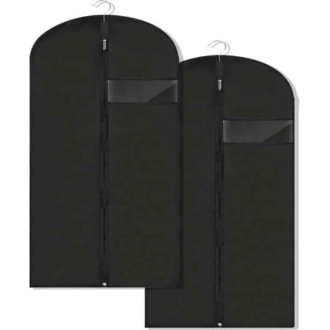 Lot de 2 housses à vêtements avec sac 120 x 60 cm, antimites, housses longues pour le rangement, idéales pour robes et chemises.