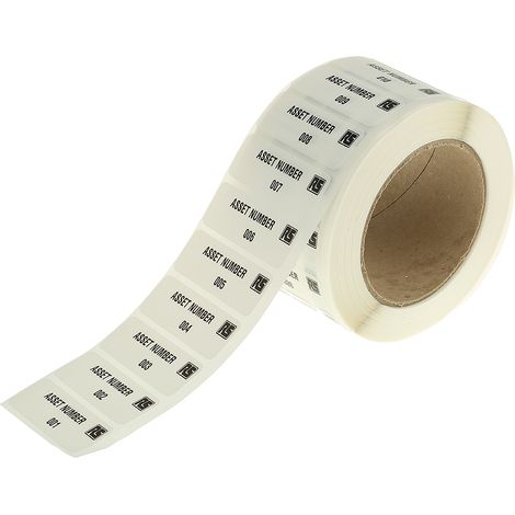 Etiquette adhésive pré-imprimée RS PRO Blanc, 999 par paquet ( Prix pour Bobine de 1 )