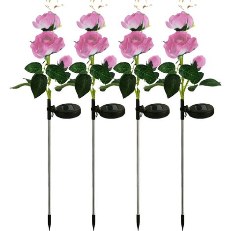 Lot de 4 lampes solaires, tiges flexibles, panneau large, étanche, pour jardin, terrasse, patio (1/5)
