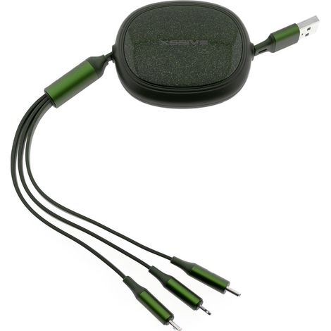 66 W 3-in-1-Schnellladegerät mit ausziehbarem Kabel vollem Anschluss (1/4)